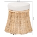 bali & pari Ying Round Natural Rattan Ottoman with Cushion - Handwoven Wicker Pleated Skirt Accent Coffee Table or Extra Seating for Living Room or Sunroom, Small - BSOYing-Small-Natural/Rattan-Cushion-Ottoman