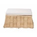 bali & pari Rotem Natural Rattan Ottoman with Cushion - Handwoven Wicker Pleated Skirt Accent Coffee Table or Extra Seating for Living Room or Sunroom, Large - BSORotem-Large-Natural/Rattan-Cushion-Ottoman