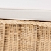 bali & pari Rotem Natural Rattan Ottoman with Cushion - Handwoven Wicker Pleated Skirt Accent Coffee Table or Extra Seating for Living Room or Sunroom, Large - BSORotem-Large-Natural/Rattan-Cushion-Ottoman