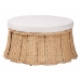 bali & pari Ying Round Natural Rattan Ottoman with Cushion - Handwoven Wicker Pleated Skirt Accent Coffee Table or Extra Seating for Living Room or Sunroom, Large - BSOYing-Large-Natural/Rattan-Cushion-Ottoman