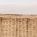 bali & pari Ying Round Natural Rattan Ottoman with Cushion - Handwoven Wicker Pleated Skirt Accent Coffee Table or Extra Seating for Living Room or Sunroom, Large - BSOYing-Large-Natural/Rattan-Cushion-Ottoman