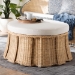 bali & pari Ying Round Natural Rattan Ottoman with Cushion - Handwoven Wicker Pleated Skirt Accent Coffee Table or Extra Seating for Living Room or Sunroom, Large - BSOYing-Large-Natural/Rattan-Cushion-Ottoman