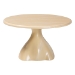 bali & pari Aponi Marbled Resin Coffee Table - Sculptural Center Table with Round Top and Pedestal Base, Modern Contemporary Statement Furniture, Cream - BSOAponi-Cream Marbled Resin-CT