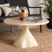 bali & pari Aponi Marbled Resin Coffee Table - Sculptural Center Table with Round Top and Pedestal Base, Modern Contemporary Statement Furniture, Cream - BSOAponi-Cream Marbled Resin-CT