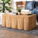 bali & pari Palm Scalloped Rattan Coffee Table - Handwoven Wicker Rectangle Accent Table for Living Room, Patio or Sunroom, Coastal Boho Style, Light Honey - BSOPalm-Light Honey Rattan-Rectangular-Coffee Table