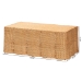 bali & pari Palm Scalloped Rattan Coffee Table - Handwoven Wicker Rectangle Accent Table for Living Room, Patio or Sunroom, Coastal Boho Style, Light Honey - BSOPalm-Light Honey Rattan-Rectangular-Coffee Table