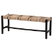 bali & pari Prita Woven Paper Loom Bench with Mahogany Wood Frame - Handcrafted Accent Seating for Dining Room or Entryway, Black - BSOBNCH-1-BK Wood/BR Loom-Bench