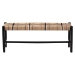bali & pari Prita Woven Paper Loom Bench with Mahogany Wood Frame - Handcrafted Accent Seating for Dining Room or Entryway, Black - BSOBNCH-1-BK Wood/BR Loom-Bench