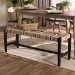 bali & pari Prita Woven Paper Loom Bench with Mahogany Wood Frame - Handcrafted Accent Seating for Dining Room or Entryway, Black - BSOBNCH-1-BK Wood/BR Loom-Bench