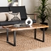 bali & pari Apio Wood Epoxy Resin Coffee Table with Glass Inlay - Rectangular Live Edge Teak wood Accent Table with Black Metal Base, Modern Rustic Centerpiece - BSOApio-Hollow Teak Wood/Resin-Coffee Table-Boxed