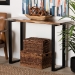 bali & pari Apio Wood Epoxy Resin Console Table with Glass Inlay - Rectangular Live Edge Teak Wood Accent Table with Black Metal Base, Modern Rustic Furniture for Living Room or Entryway - BSOApio-Hollow Teak Wood/Resin-Console Table-Boxed