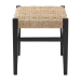 bali & pari Amber Seagrass Accent Bench - Handwoven Natural Fiber Stool with Black Wood Frame, Compact Coastal Boho Seating for Living Room or Entryway - BSOAmber-Natural/Black Matte-Wooden/Seagrass-Bench