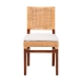 bali & pari Lesia Natural Rattan Dining Chair with Cushion - Handwoven Wicker Side Chair with Mahogany Wood Frame, Coastal Boho Style Seating for Kitchen or Dining Room - BSOLesia-MDN-Mahogany-Cushion-DC
