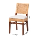 bali & pari Lesia Natural Rattan Dining Chair with Cushion - Handwoven Wicker Side Chair with Mahogany Wood Frame, Coastal Boho Style Seating for Kitchen or Dining Room - BSOLesia-MDN-Mahogany-Cushion-DC