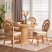 bali & pari Walker 5-Piece Natural Rattan Dining Set - Handwoven Wicker Set with Round Pedestal Table and 4 Curved Back Chairs, Coastal Boho Dining Room Furniture with Cushioned Seating - BSOWalker-Light Honey Rattan-5PC Dining Set