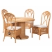 bali & pari Wallis 5-Piece Natural Rattan Dining Set with Round Pedestal Table and 4 Chairs, Handwoven Wicker Dining Furniture with Cushioned Seats, Boho Coastal Kitchen or Dining Room Set