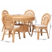 bali & pari Travis 5-Piece Natural Rattan Dining Set - Handwoven Wicker Set with Round Scalloped Edge Table and  4 Curved Back Chairs, Coastal Boho Dining Room Furniture with Cushioned Seating - BSOTravis-Light Honey Rattan-5PC Dining Set