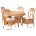 bali & pari Tony 5-Piece Natural Rattan Dining Set with Round Scalloped Edge Table and 4 Chairs, Handwoven Wicker Dining Furniture with Cushioned Seats, Boho Coastal Kitchen or Dining Room Set - BSOTony-Light Honey Rattan-5PC Dining Set