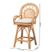 bali & pari Adam Natural Rattan Counter Stool with Cushion - Handwoven Wicker Swivel Bar Chair for Kitchen Island or Lounge Area - BSOAdam-Light Honey/Rattan-Swivel-Cushion-CS