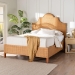 bali & pari Melanie Natural Rattan Bed - Coastal Boho Bed Frame with Scalloped Headboard, Queen - BSOMelanie-Wood/Light Honey-Queen