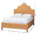 bali & pari Melanie Natural Rattan Bed - Coastal Boho Bed Frame with Scalloped Headboard, Queen - BSOMelanie-Wood/Light Honey-Queen
