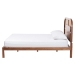 Baxton Studio Raewyn Wood Platform Bed -  Low Profile Bed Frame with Decorative Rattan Weave Inlay and Rounded Headboard, Queen - BSOMG0255-5703R Rattan/Walnut-Queen