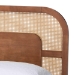 Baxton Studio Raewyn Wood Platform Bed -  Low Profile Bed Frame with Decorative Rattan Weave Inlay and Rounded Headboard, Queen - BSOMG0255-5703R Rattan/Walnut-Queen