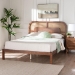 Baxton Studio Raewyn Wood Platform Bed -  Low Profile Bed Frame with Decorative Rattan Weave Inlay and Rounded Headboard, Queen - BSOMG0255-5703R Rattan/Walnut-Queen