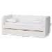 Baxton Studio Palmer Cream Teddy-Bear Fabric Daybed with Rolling Trundle - Scalloped Edge Daybed with Plush Upholstery, Modern Sofa Bed for Bedroom or Guest Room, Twin - BSOSP1066-B-CF0034 Cream Teddy Bear Fabric Daybed-Twin