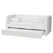 Baxton Studio Palmer Cream Teddy-Bear Fabric Daybed with Rolling Trundle - Scalloped Edge Daybed with Plush Upholstery, Modern Sofa Bed for Bedroom or Guest Room, Twin - BSOSP1066-B-CF0034 Cream Teddy Bear Fabric Daybed-Twin