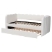 Baxton Studio Palmer Cream Teddy-Bear Fabric Daybed with Rolling Trundle - Scalloped Edge Daybed with Plush Upholstery, Modern Sofa Bed for Bedroom or Guest Room, Twin - BSOSP1066-B-CF0034 Cream Teddy Bear Fabric Daybed-Twin