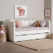 Baxton Studio Palmer Cream Teddy-Bear Fabric Daybed with Rolling Trundle - Scalloped Edge Daybed with Plush Upholstery, Modern Sofa Bed for Bedroom or Guest Room, Twin - BSOSP1066-B-CF0034 Cream Teddy Bear Fabric Daybed-Twin