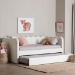Baxton Studio Palmer Cream Teddy-Bear Fabric Daybed with Rolling Trundle - Scalloped Edge Daybed with Plush Upholstery, Modern Sofa Bed for Bedroom or Guest Room, Twin - BSOSP1066-B-CF0034 Cream Teddy Bear Fabric Daybed-Twin