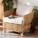 bali & pari Roma Rattan and Seagrass Armchair with Cushions - Handwoven Lounge Chair with Wide Armrests and Sculptural Base, Boho Coastal Living Room Furniture - BSORoma-Rattan/Banana Weave-Cushion-AC