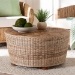 bali & pari Hosanna Natural Rattan Coffee Table - Handwoven Wicker Accent Table with Textured Spiral Top for Living Room or Lounge - BSOHorse-Round-Natural Wild-Rattan-CT