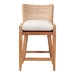 bali & pari Ridley Seagrass Counter Stool with Mahogany Wood Frame - Coastal Seating with Woven Square Back and Cushioned Seat for Kitchen Island or Breakfast Bar, Whitewash - BSOMD-39834 Ridley-White Wash-Cushion-CS