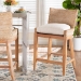 bali & pari Ridley Seagrass Counter Stool with Mahogany Wood Frame - Coastal Seating with Woven Square Back and Cushioned Seat for Kitchen Island or Breakfast Bar, Whitewash - BSOMD-39834 Ridley-White Wash-Cushion-CS