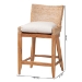 bali & pari Ridley Seagrass Counter Stool with Mahogany Wood Frame - Coastal Seating with Woven Square Back and Cushioned Seat for Kitchen Island or Breakfast Bar, Whitewash - BSOMD-39834 Ridley-White Wash-Cushion-CS