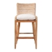 bali & pari Ridley Seagrass Bar Stool with Mahogany Wood Frame - Coastal Seating with Woven Square Back and Cushioned Seat for Bar Island or Lounge, Whitewash - BSOMD-39835 Ridley-White Wash-Cushion-BS