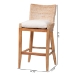 bali & pari Ridley Seagrass Bar Stool with Mahogany Wood Frame - Coastal Seating with Woven Square Back and Cushioned Seat for Bar Island or Lounge, Whitewash - BSOMD-39835 Ridley-White Wash-Cushion-BS