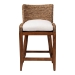 bali & pari Ridley Seagrass Counter Stool with Mahogany Wood Frame - Coastal Seating with Woven Square Back and Cushioned Seat for Kitchen Island or Breakfast Bar, Brown Wash - BSOMD-39834 Ridley-Brown Wash-Cushion-CS