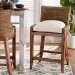 bali & pari Ridley Seagrass Counter Stool with Mahogany Wood Frame - Coastal Seating with Woven Square Back and Cushioned Seat for Kitchen Island or Breakfast Bar, Brown Wash - BSOMD-39834 Ridley-Brown Wash-Cushion-CS