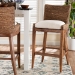 bali & pari Ridley Seagrass Bar Stool with Mahogany Wood Frame - Coastal Seating with Woven Square Back and Cushioned Seat for Bar Island or Lounge, Brown Wash - BSOMD-39835 Ridley-Brown Wash-Cushion-BS