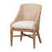 bali & pari Jasper Seagrass Dining Chair with Mahogany Wood Frame - Coastal Accent Chair with Woven Wingback and Cushioned Seat for Dining Room or Kitchen, Whitewash