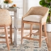 bali & pari Jasper Seagrass Counter Stool with Mahogany Wood Frame - Coastal Seating with Woven Wingback and Cushioned Seat for Kitchen Island or Breakfast Bar, Whitewash - BSOMD-39837 Jasper-White Wash-Cushion-CS