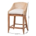 bali & pari Jasper Seagrass Counter Stool with Mahogany Wood Frame - Coastal Seating with Woven Wingback and Cushioned Seat for Kitchen Island or Breakfast Bar, Whitewash - BSOMD-39837 Jasper-White Wash-Cushion-CS