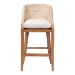 bali & pari Jasper Seagrass Bar Stool with Mahogany Wood Frame - Coastal Seating with Woven Wingback and Cushioned Seat for Bar Island or Lounge, Whitewash - BSOMD-39838 Jasper-White Wash-Cushion-BS