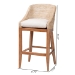 bali & pari Jasper Seagrass Bar Stool with Mahogany Wood Frame - Coastal Seating with Woven Wingback and Cushioned Seat for Bar Island or Lounge, Whitewash - BSOMD-39838 Jasper-White Wash-Cushion-BS