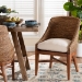 bali & pari Jasper Seagrass Dining Chair with Mahogany Wood Frame - Coastal Accent Chair with Woven Wingback and Cushioned Seat for Dining Room or Kitchen, Brown Wash - BSOMD-39836 Jasper-Brown Wash-Cushion-DC