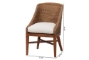 bali & pari Jasper Seagrass Dining Chair with Mahogany Wood Frame - Coastal Accent Chair with Woven Wingback and Cushioned Seat for Dining Room or Kitchen, Brown Wash - BSOMD-39836 Jasper-Brown Wash-Cushion-DC